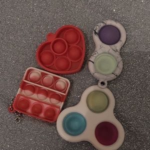 Fidget pack, triple dimple, dimple, heart pop it, mini pop it